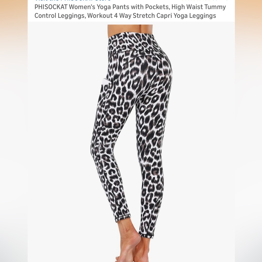 NEW - Leopard Print pockets High-Waist Leggings - Black brown & White size S